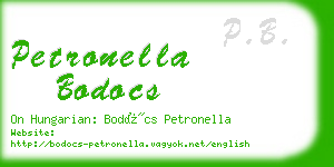 petronella bodocs business card